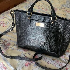 Brahmin Arno crocodile-like leather handbag with shoulder strap.Very good shape.